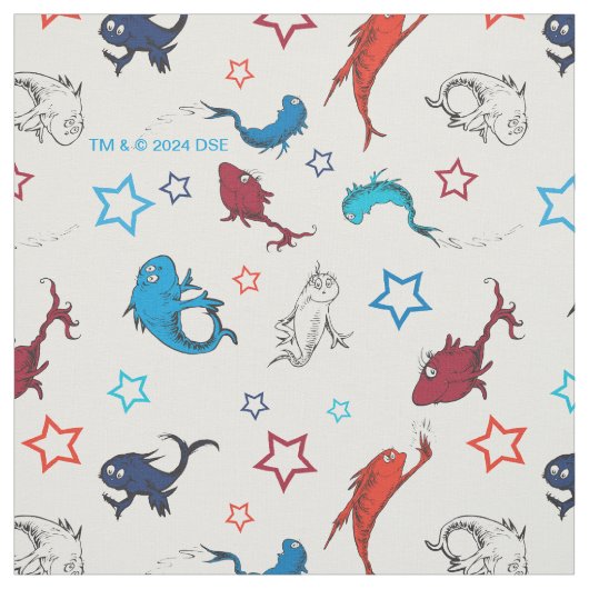 Dr. Seuss | One Fish Two Fish Star Muster Stoff (Muster)