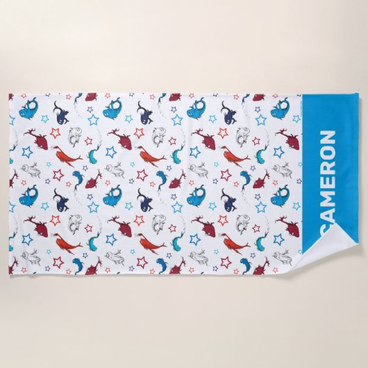 Dr. Seuss | One Fish Two Fish Star Muster Strandtuch (Vorderseite)