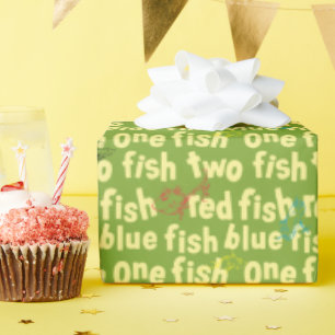 Dr. Seuss One Fish Two Fish Typografie-Muster Geschenkpapier