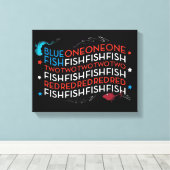 Dr. Seuss | Red Fish Blue Fish US Flag Graphic Leinwanddruck (Insitu (Holzboden))