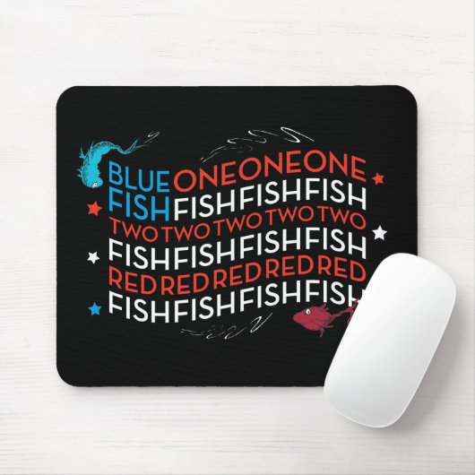 Dr. Seuss | Red Fish Blue Fish US Flag Graphic Mousepad (Mit Mouse)