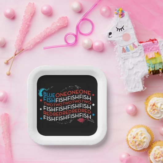 Dr. Seuss | Red Fish Blue Fish US Flag Graphic Pappteller (Party)