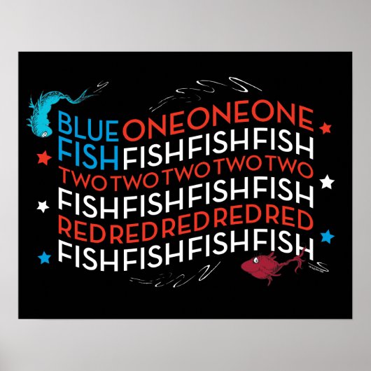 Dr. Seuss | Red Fish Blue Fish US Flag Graphic Poster (Vorne)