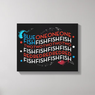Dr. Seuss Rote Fische Blaue Fische US-Flagge Gra Leinwanddruck