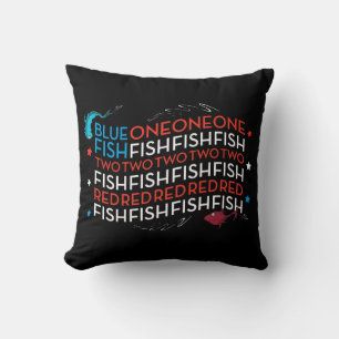 Dr. Seuss Roter Fisch Blauer Fisch US-Flagge Gra Kissen