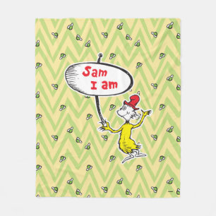 Dr. Seuss Sam-I-Am hält Schild Fleecedecke
