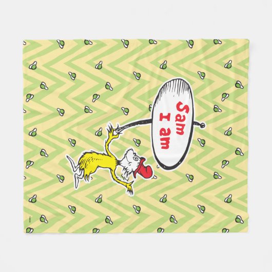Dr. Seuss | Sam-I-Am-Holding-Zeichen Fleecedecke (Vorderseite (Horizontal))