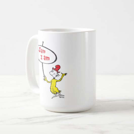 Dr. Seuss | Sam-I-Am-Holding-Zeichen Kaffeetasse (Vorderseite Links)