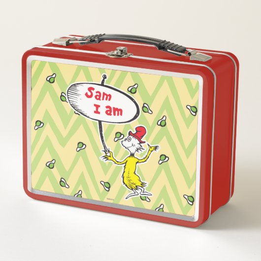Dr. Seuss | Sam-I-Am-Holding-Zeichen Metall Brotdose (Vorderseite)