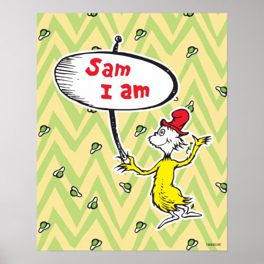 Dr. Seuss | Sam-I-Am-Holding-Zeichen Poster (Vorne)