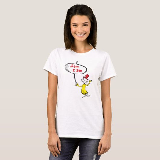 Dr. Seuss | Sam-I-Am-Holding-Zeichen T-Shirt (Vorne ganz)