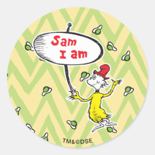 Dr. Seuss   Sam-I-Am mit Schild Runder Aufkleber