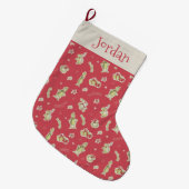 Dr. Seuss | Schnürsenkel | Rotes Weihnachtsmuster Großer Weihnachtsstrumpf (Vorderansicht (hängend))