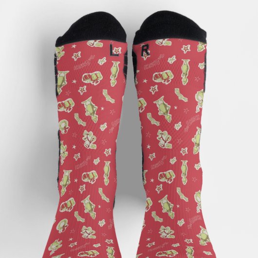 Dr. Seuss | Schnürsenkel | Rotes Weihnachtsmuster Socken (Oben)
