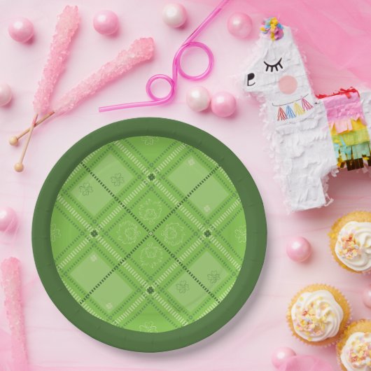 Dr. Seuss | St. Patrick's Day Kariert Pattern Pappteller (Party)