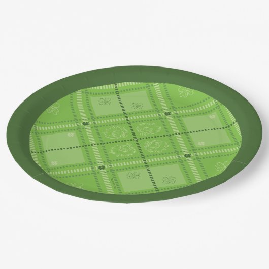 Dr. Seuss | St. Patrick's Day Kariert Pattern Pappteller (Schrägansicht)