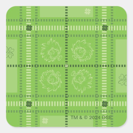 Dr. Seuss | St. Patrick's Day Kariert Pattern Quadratischer Aufkleber (Vorderseite)