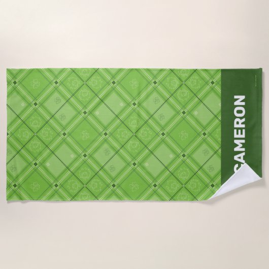 Dr. Seuss | St. Patrick's Day Kariert Pattern Strandtuch (Vorderseite)