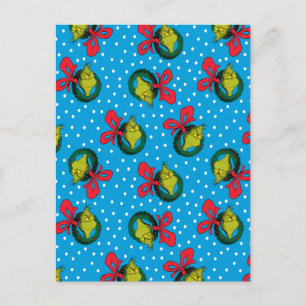 Dr. Seuss   The Grinch   Christmas Wreath Pattern Feiertagspostkarte