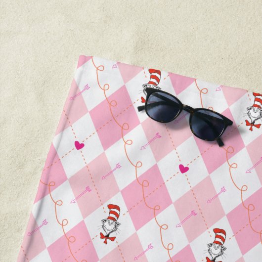 Dr. Seuss Valentine | Rosa Raute Katze im Hut Strandtuch (Beispiel)