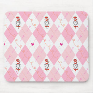 Dr. Seuss Valentinstag Rosa Argyle Katze im Hut Mousepad
