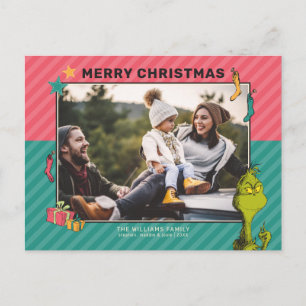 Dr. Seuss Vintager Grinch Family Foto Holiday Feiertagspostkarte