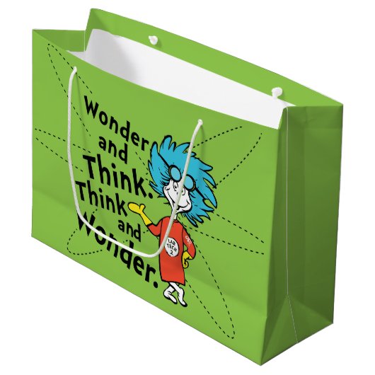 Dr. Seuss | Wonder and Think. Denken Sie nach. Große Geschenktüte (Vorderseite Schrägansicht)