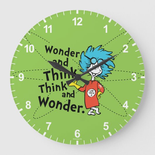 Dr. Seuss | Wonder and Think. Denken Sie nach. Große Wanduhr (Vorderseite)