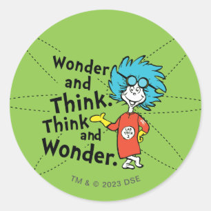 Dr. Seuss   Wonder and Think. Denken Sie nach. Runder Aufkleber