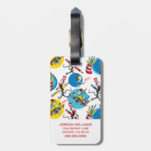 Dr. Seuss | Zeichen mit Stiften Muster Gepäckanhänger (Rückseite vertikal)