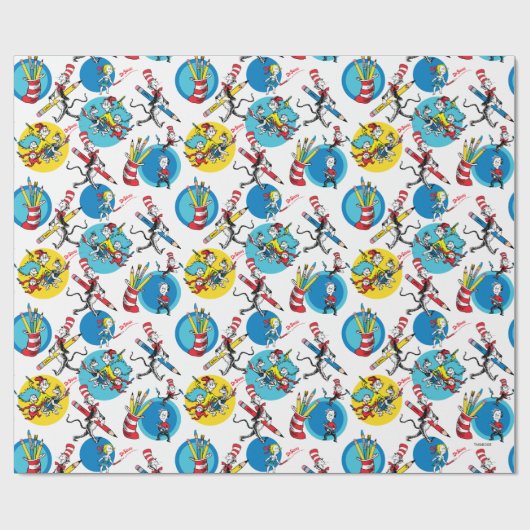 Dr. Seuss | Zeichen mit Stiften Muster Geschenkpapier (Flach)