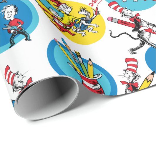 Dr. Seuss | Zeichen mit Stiften Muster Geschenkpapier (Rolleneckpunkt)
