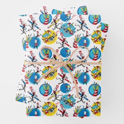 Dr. Seuss | Zeichen mit Stiften Muster Geschenkpapier Set (Beispiel)