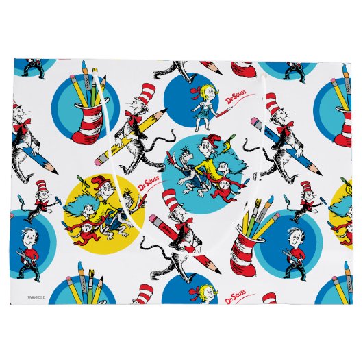 Dr. Seuss | Zeichen mit Stiften Muster Große Geschenktüte (Rückseite)