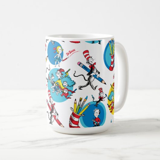 Dr. Seuss | Zeichen mit Stiften Muster Kaffeetasse (VorderseiteRechts)