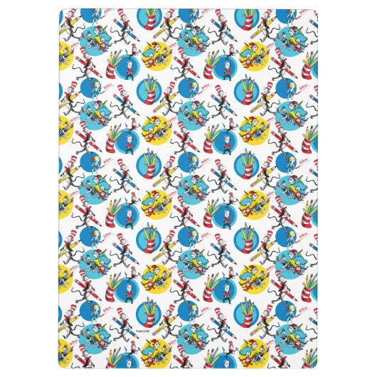 Dr. Seuss | Zeichen mit Stiften Muster Klemmbrett (Rückseite)