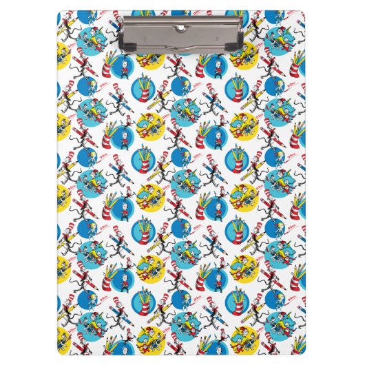 Dr. Seuss | Zeichen mit Stiften Muster Klemmbrett (Vorderseite)