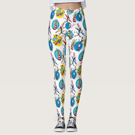 Dr. Seuss | Zeichen mit Stiften Muster Leggings (Vorderseite)