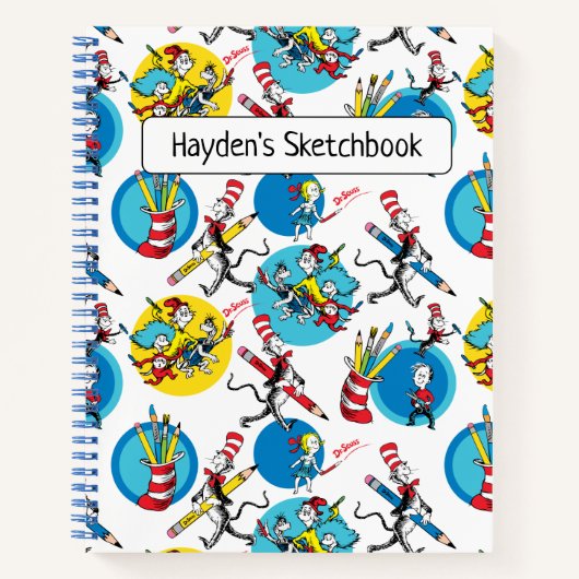 Dr. Seuss| Zeichen mit Zeichnend Stiften Notizblock (Vorderseite)