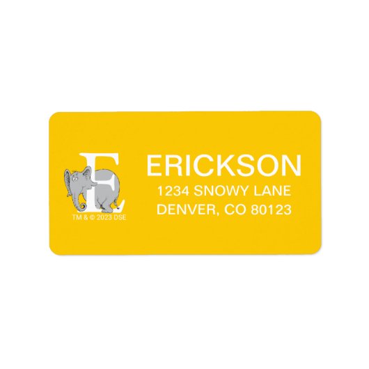 Dr. Seuss's ABC: Brief E - White | Name hinzufügen Adressaufkleber (Vorne)