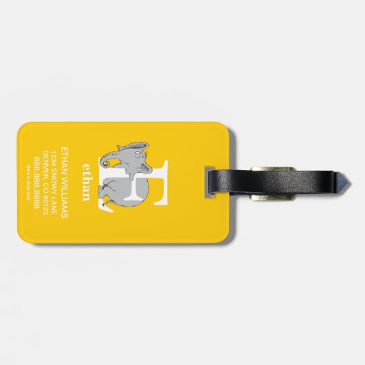 Dr. Seuss's ABC: Brief E - White | Name hinzufügen Gepäckanhänger (Rückseite horizontal)