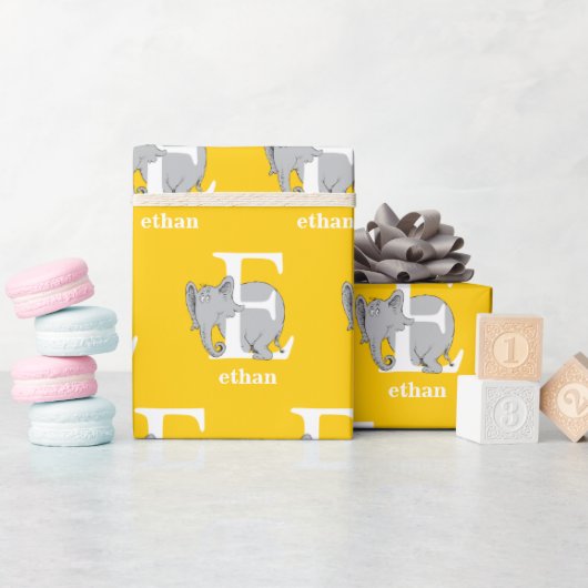 Dr. Seuss's ABC: Brief E - White | Name hinzufügen Geschenkpapier (Babyparty)