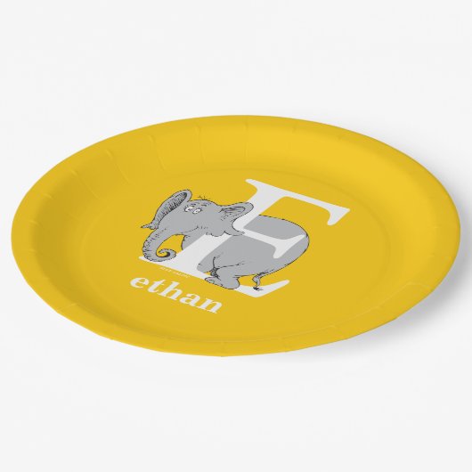 Dr. Seuss's ABC: Brief E - White | Name hinzufügen Pappteller (Schrägansicht)