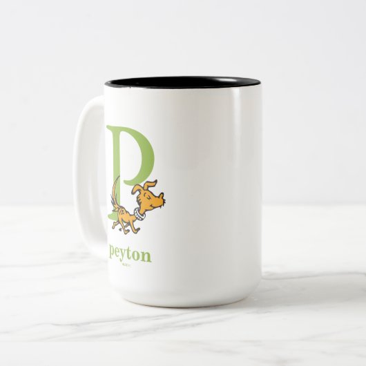 Dr. Seuss's ABC: Brief P - Grün | Name hinzufügen Zweifarbige Tasse (Vorderseite Links)