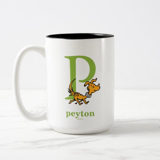 Dr. Seuss's ABC: Brief P - Grün | Name hinzufügen Zweifarbige Tasse (Links)