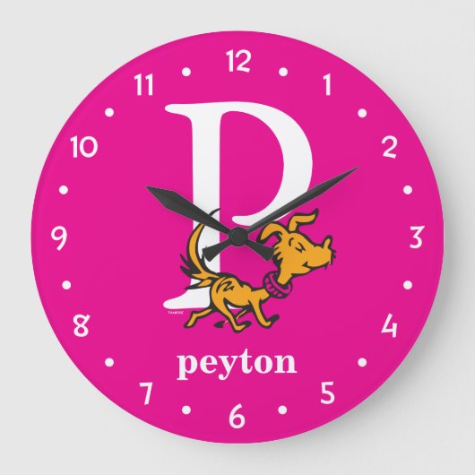 Dr. Seuss's ABC: Brief P - White | Name hinzufügen Große Wanduhr (Vorderseite)