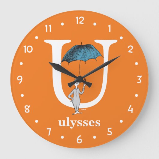 Dr. Seuss's ABC: Brief U - White | Name hinzufügen Große Wanduhr (Vorderseite)