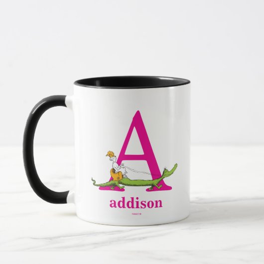 Dr. Seuss's ABC: Buchstabe A - Rosa| Name hinzufüg Tasse (Links)