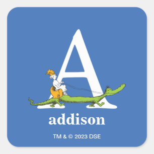 Dr. Seuss's ABC: Buchstabe A - Weiß   Fügen Sie Ih Quadratischer Aufkleber