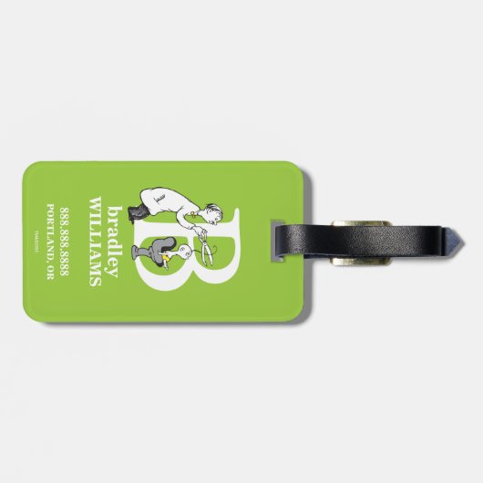 Dr. Seuss's ABC: Buchstabe B — Weiß| Name hinzufüg Gepäckanhänger (Rückseite horizontal)